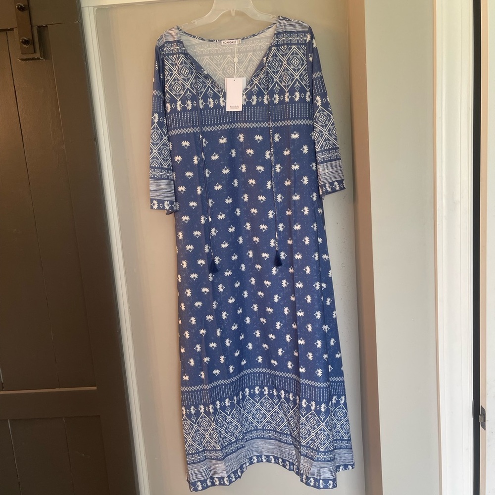 Blue print maxi dress NWT